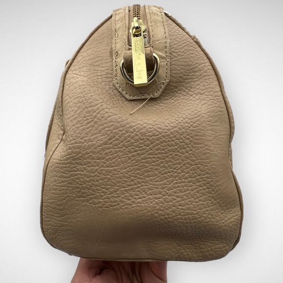 Olivia + Joy Animal Print Satchel Handbag Beige Gold Faux Leather Large Capacity - Picture 3 of 12